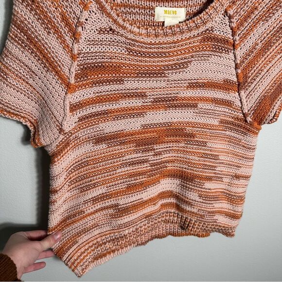 Maeve By Anthropologie Orange Space-Dye Ada Cotton Crew Neck Sweater Size Small - Picture 6 of 13